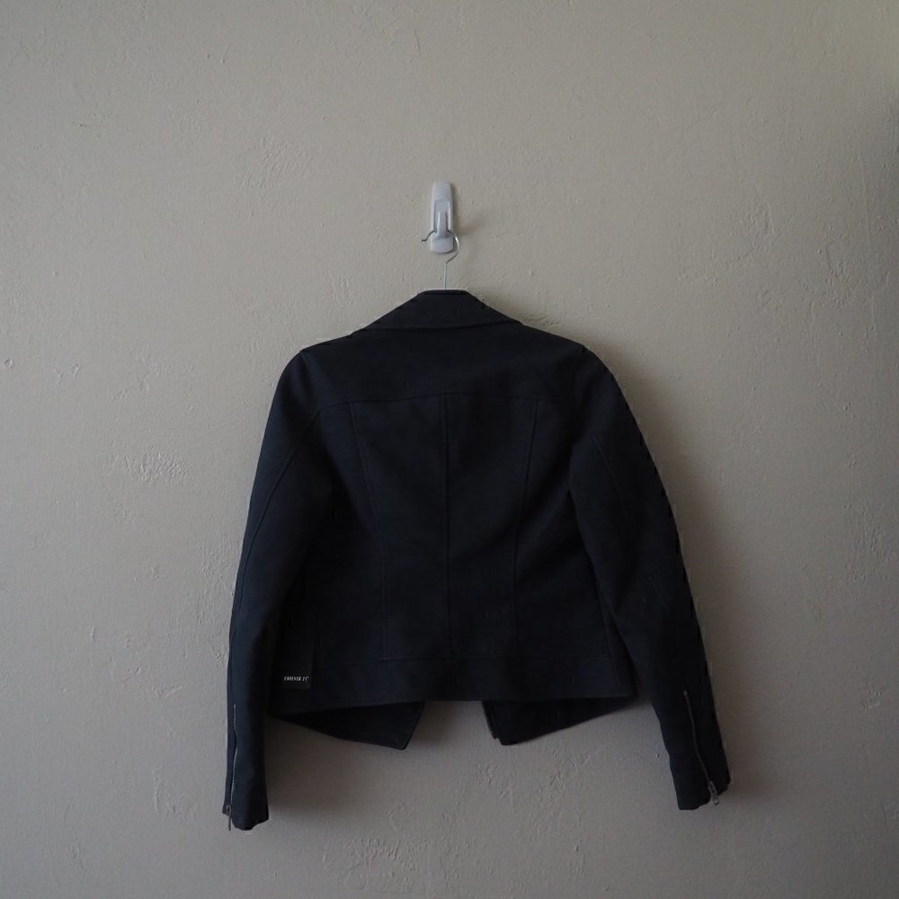 Forever 21 Grey Faux Suede Moto Jacket sz S - Picture 9 of 13